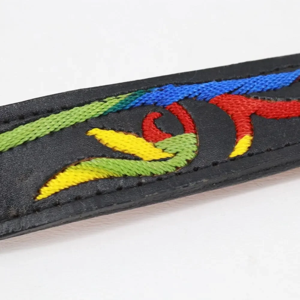 Brazos Joe Belt Co Women 30 Black Multicolor Floral Embroidered